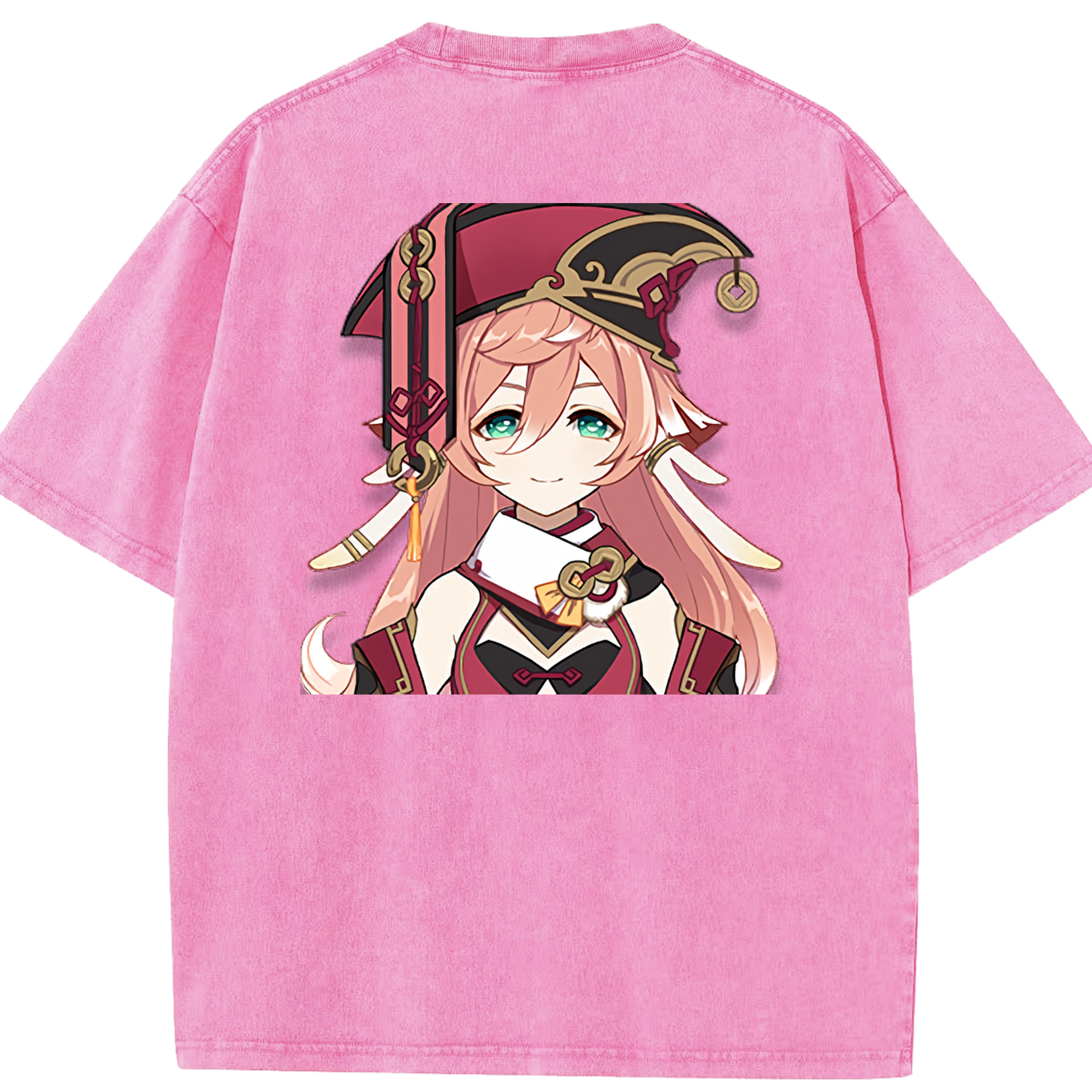 げんし神 ヤンフェイ genshin Yanfei 綿100% ヴィンテージ風 半袖Tシャツ（背面プリント）
